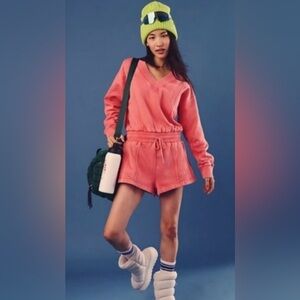 Free People FP Movement Intercept Romper NWOT Hibiscus Pink Small